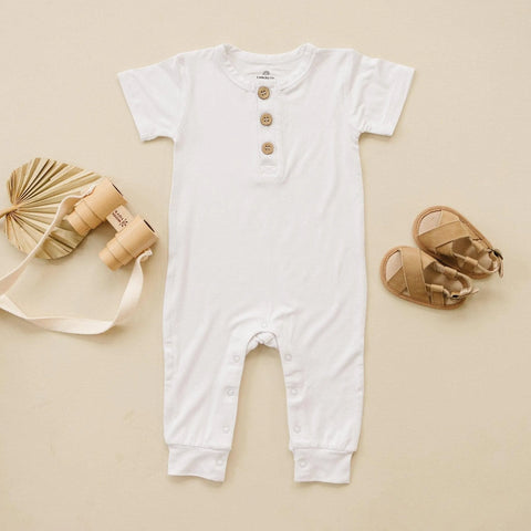 White Bamboo Henley Romper