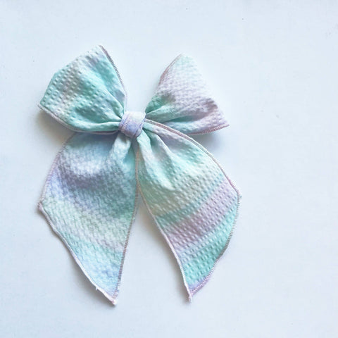 Vintage Pastel Marble Seersucker Elle Bow