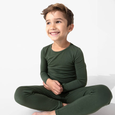 Kids Bamboo Pajama Set - Safari Green