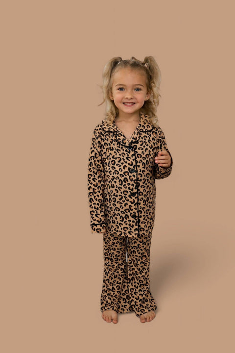 Girls Flare Bamboo Pajama Set - Leopard Dream