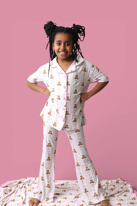 Girls Flare Bamboo Pajama Set - Bear & Blossoms