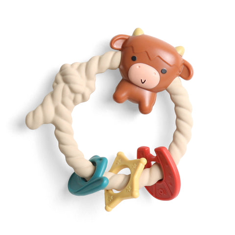 Ritzy Rattle™ & Silicone Teether - Highland Cow