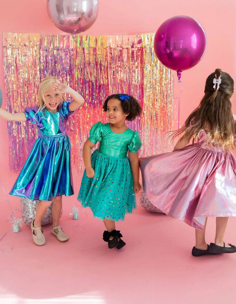 Diana Dress - Teal Confetti Lamé