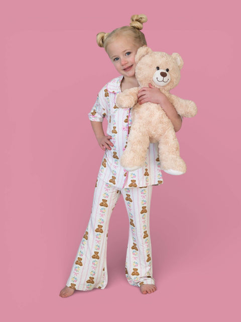 Girls Flare Bamboo Pajama Set - Bear & Blossoms