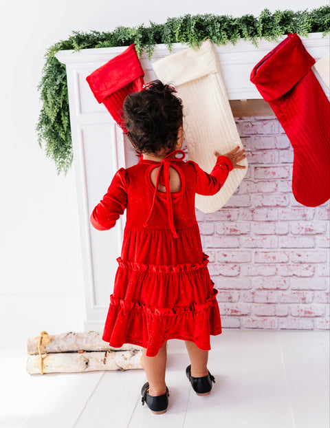Ruby Velvet Tie Back Dress for Girls