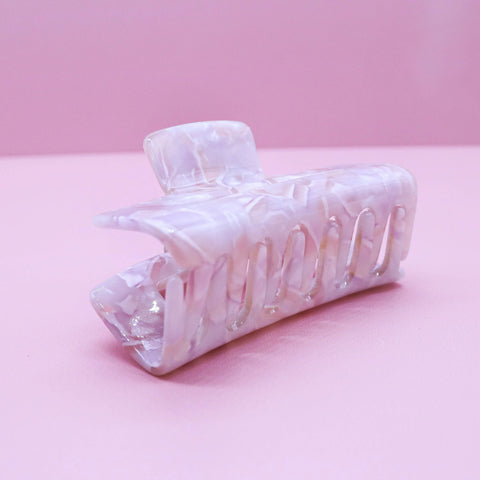 Medium Tortoise Shell Hair Claw Clip - White