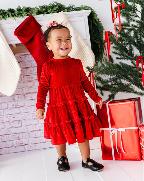Ruby Velvet Tie Back Dress for Girls