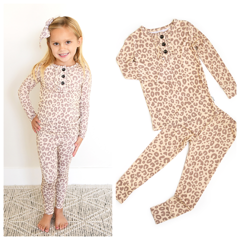 Amari Leopard Ruffle Bamboo Pajama Set