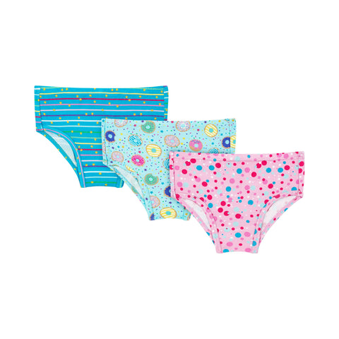 Girls Bamboo Undies - Turquoise Donuts