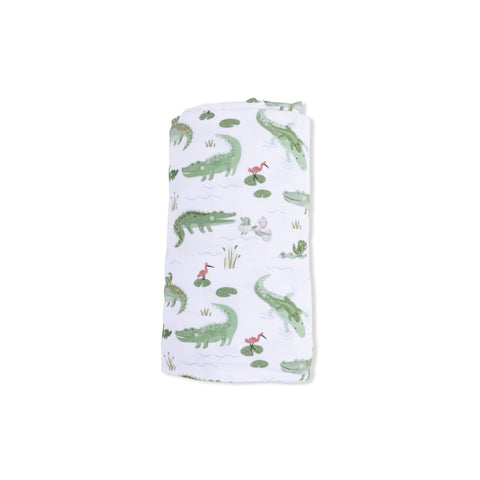 Bamboo Swaddle Blanket - Crayon Alligators