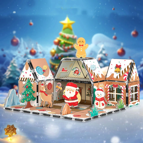 PicassoTiles Gingerbread House Magnetic Tiles (46 Pieces)