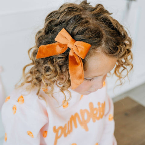 Spice Velvet Coquette Girls Hair Bow Clip
