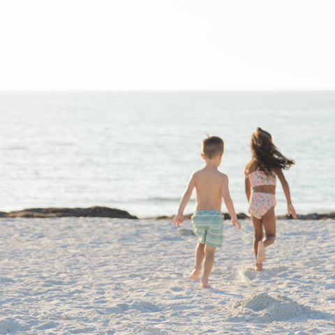 Blue Plaid Boys Swim Trunks