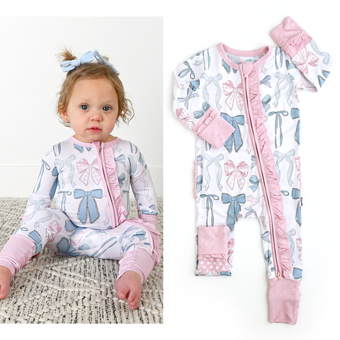 Samantha Bows Zip Bamboo Pajama