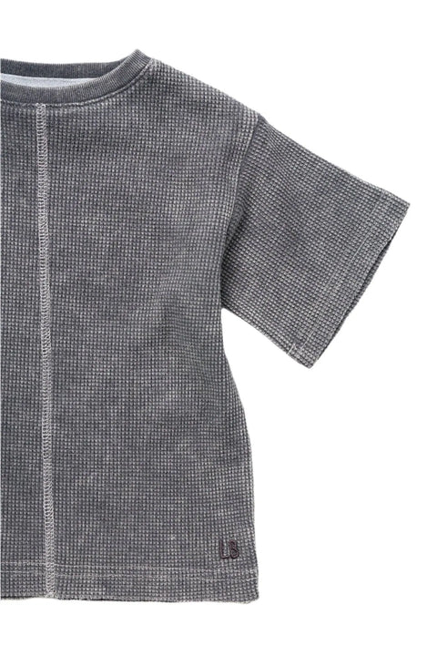 Acid Wash Waffle Tee - Black