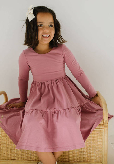 Gwendolyn Ruffle Dress in Antique Rose