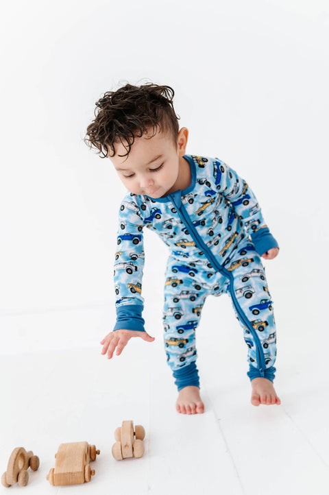 Tie-Dye Trucks Bamboo Convertible Footie for Baby Boys