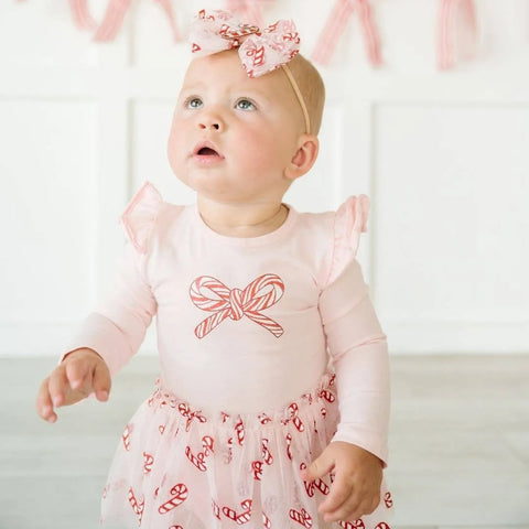 Candy Cane Confetti Long Sleeve Tutu Bodysuit