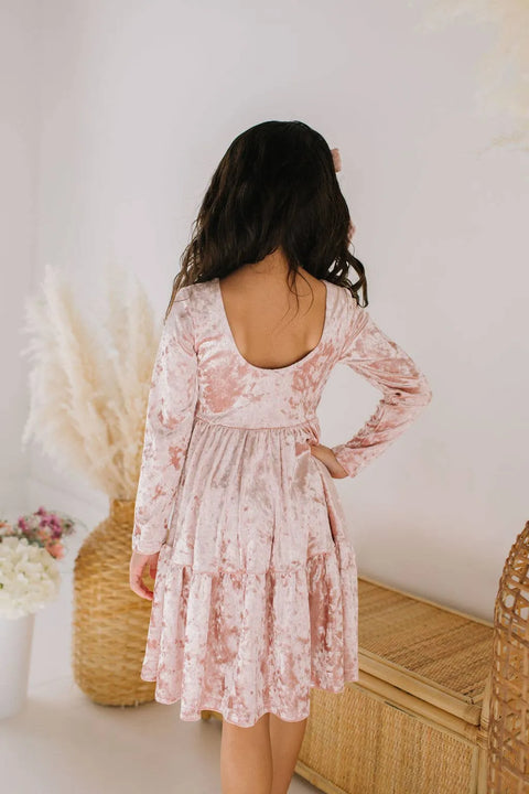 Gwendolyn Ruffle Dress in Crushed Blush