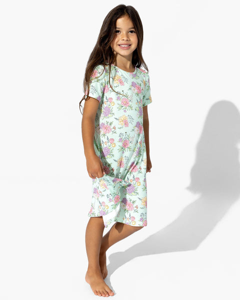 Girls' Short Sleeve Bamboo Dress/Nightgown - Petals & Posies