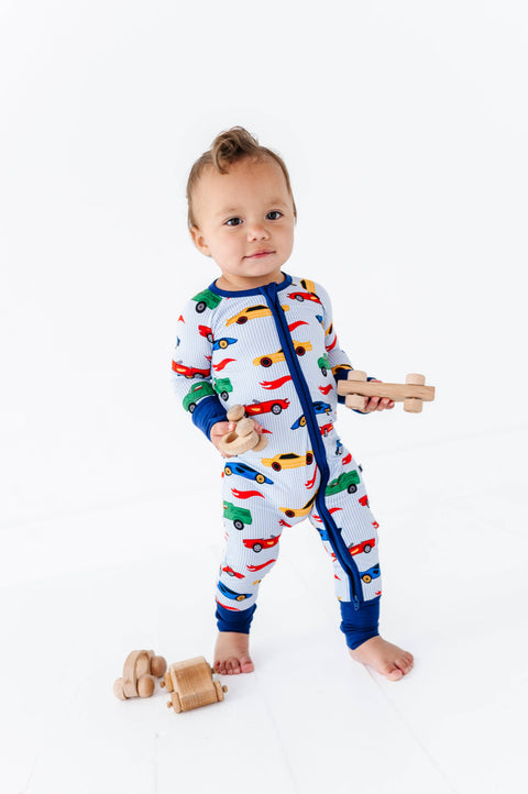 Racing Stripes Bamboo Convertible Footie for Babies