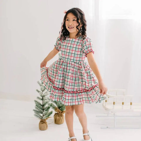 Aura Poplin Dress - Holiday Plaid
