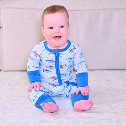 Bamboo Baby Convertible Zipper Pajama Sharks