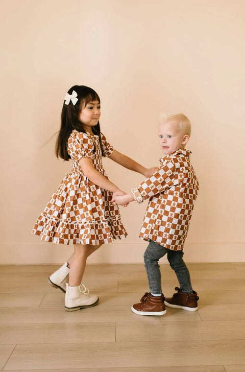 Boys Button Down in Gingerbread