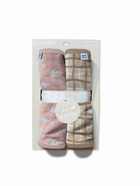 Baby Girl Pink Storks Burp Cloths Set