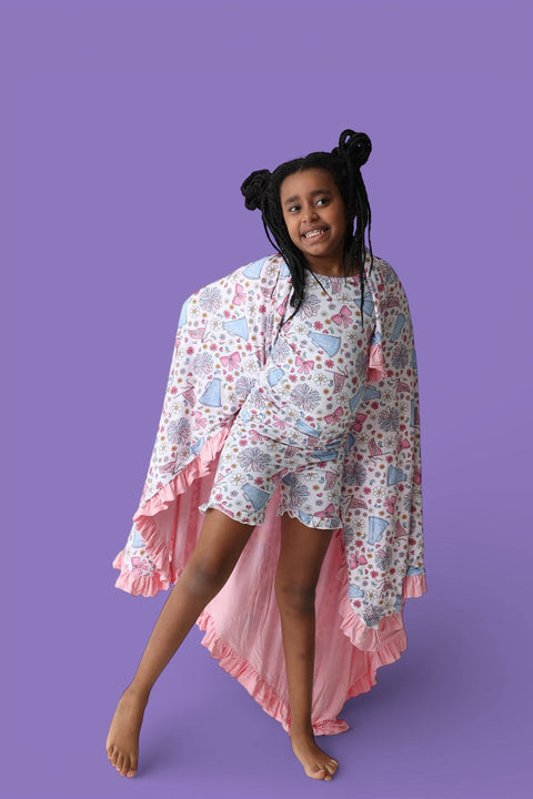 Girls Bamboo Ruffle Short Set - Pom Power