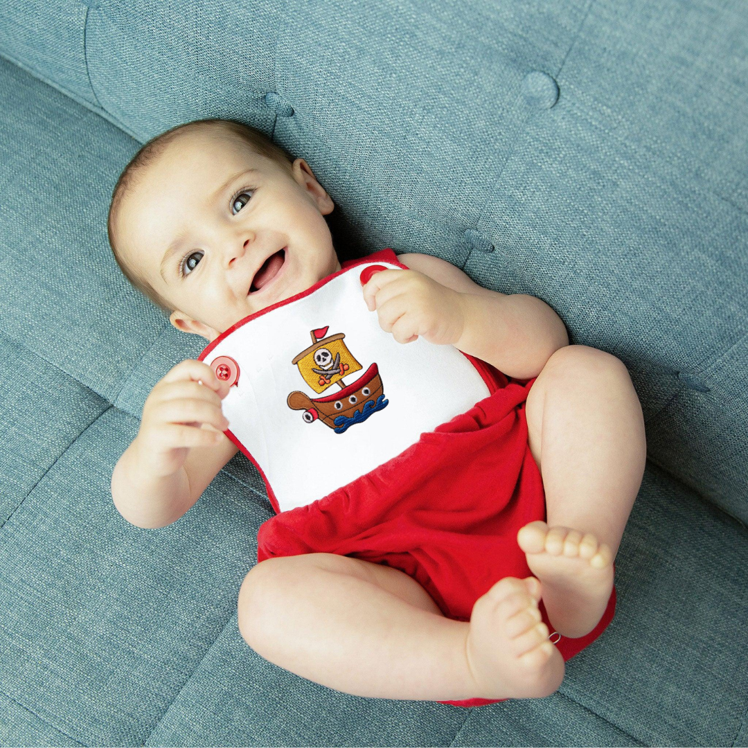 Pirate Ship Knitted Colorblock Sunsuit