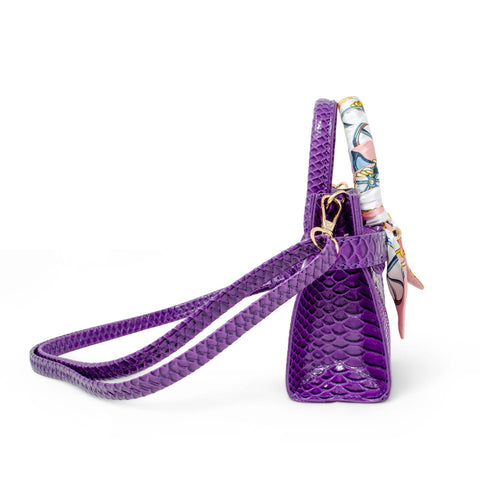 Vivid Crocodile Scarf Kids Handbag - Purple