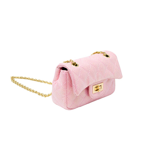 Classic Quilted Sparkle Kids Mini Purse - Baby Pink