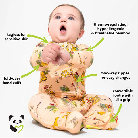 Bamboo Convertible Footie - Pounce In Paradise Cheetah