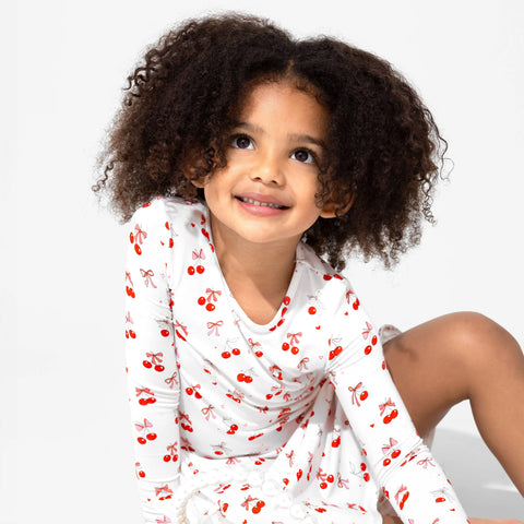 Girls' Long Sleeve Bamboo Dress/Nightgown - Cherry on Top