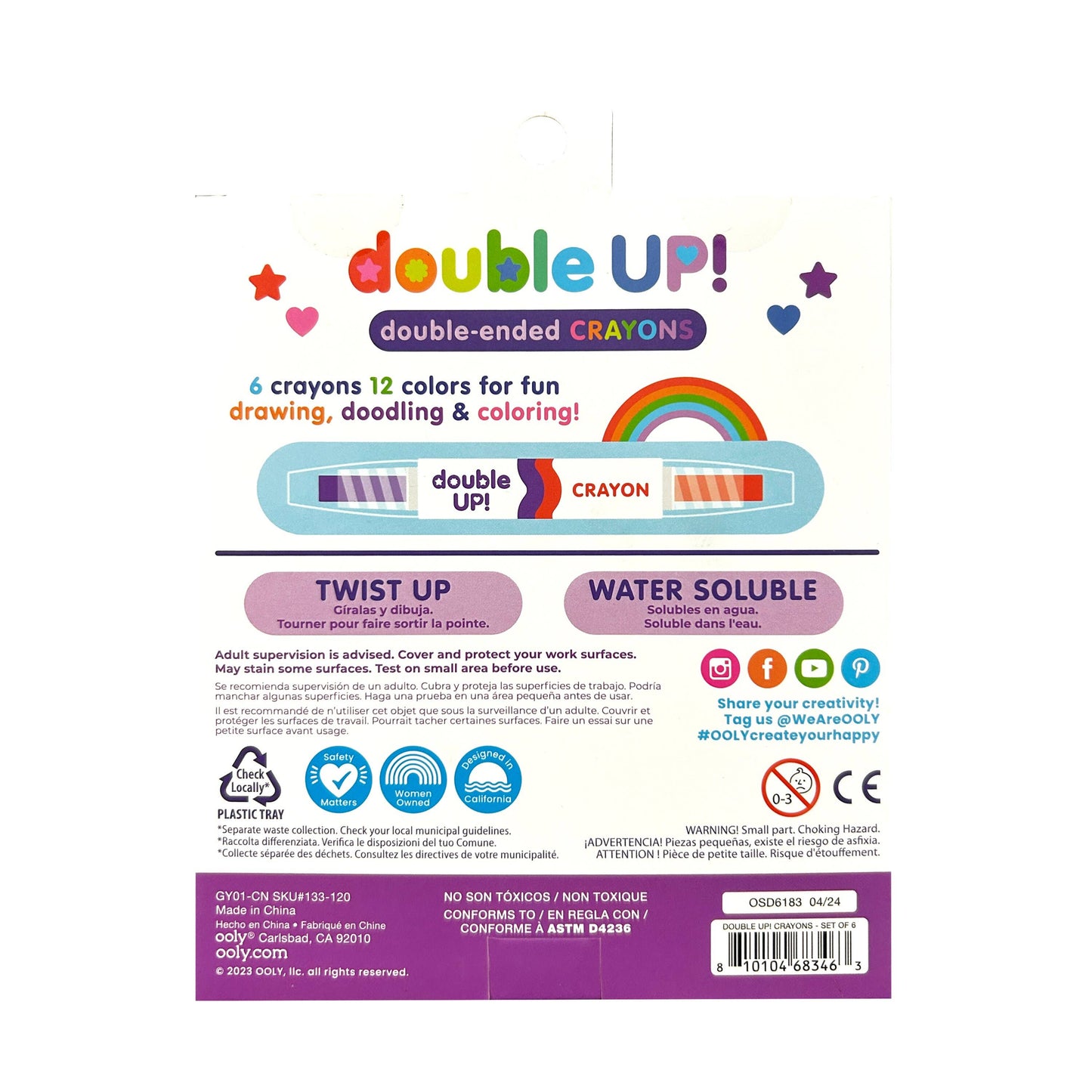 Double Up! Double-Ended Crayons (Set of 6)