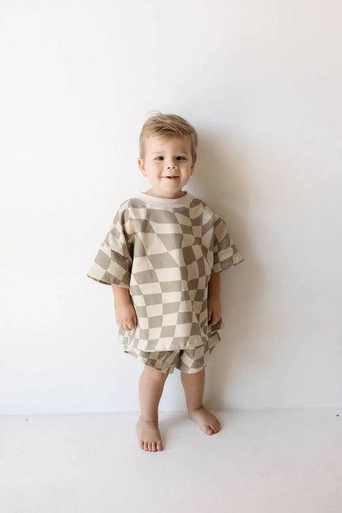 Short Set | Wavy Checkerboard