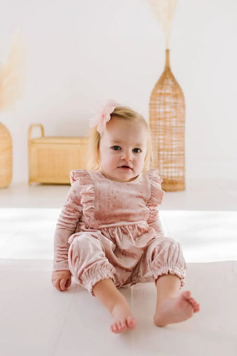 Mabel Bubble Baby Romper in Crushed Blush