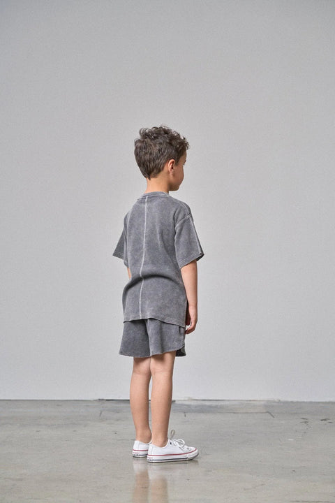 Acid Wash Waffle Tee - Black