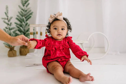 Hayley Romper - Red Crushed Velvet