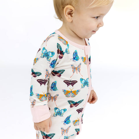 Wings of Paradise Butterflies Baby Bamboo Convertible Footie