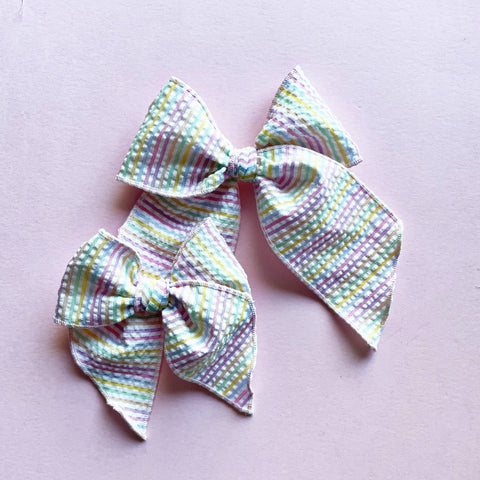 Pastel Seersucker Rainbow Elle Bow