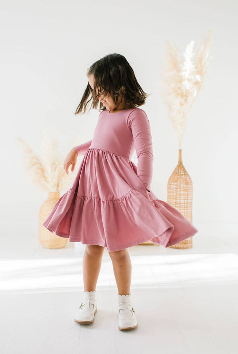 Gwendolyn Ruffle Dress in Antique Rose