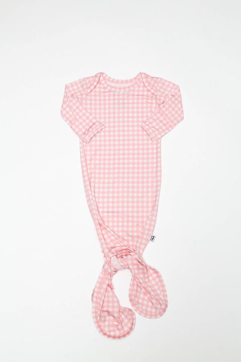 Pink Gingham Bamboo Knotted Infant Gown