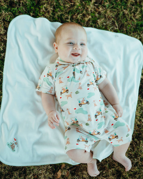 Golf Dog Bamboo Short Sleeve Polo Romper for Baby Boys