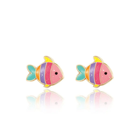 Cutie Stud Earrings | Glitter Rainbow Fish