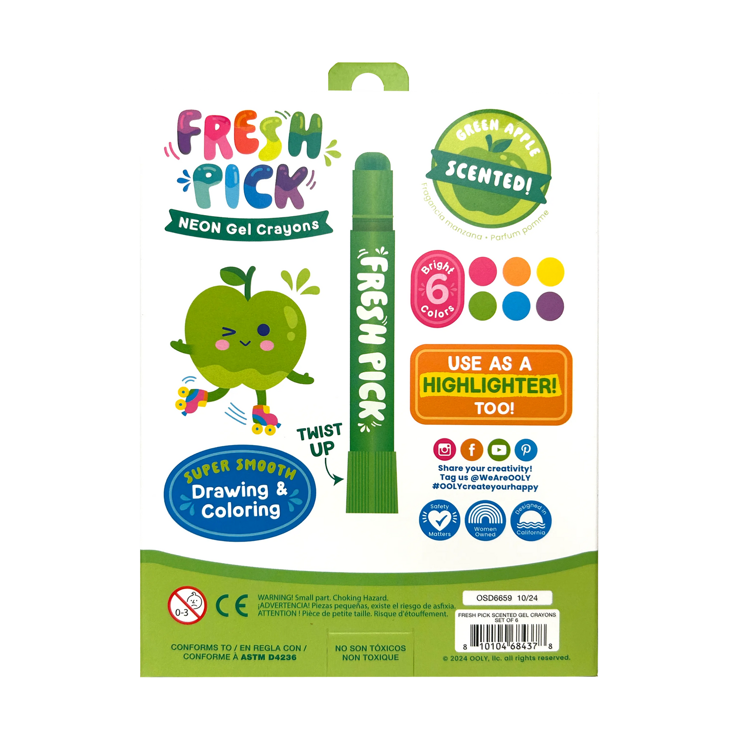 Fresh Pick Apple Scented Gel Crayons (Set of 6)