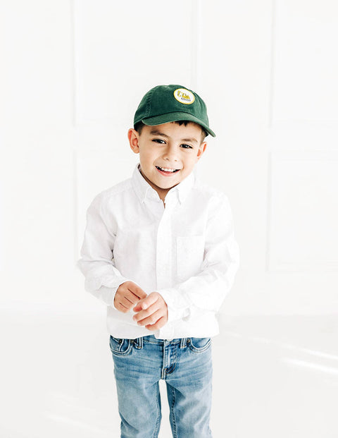 Hunter Green Construction Patch Baseball Hat for Kids