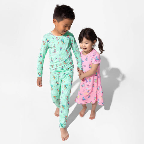 Girls' Short Sleeve Bamboo Dress/Nightgown - Skater Kitty
