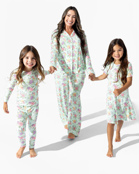 Girls' Short Sleeve Bamboo Dress/Nightgown - Petals & Posies